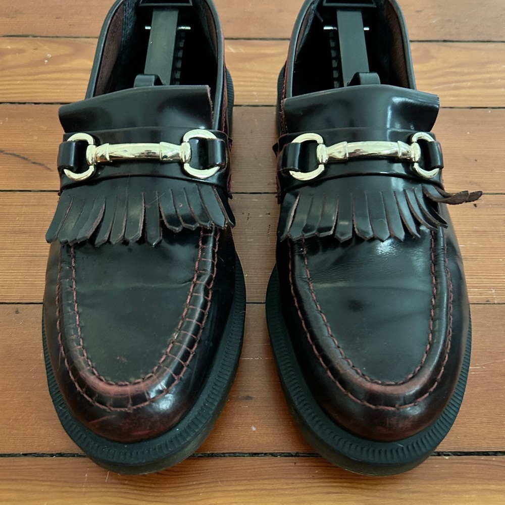 Adrian Snaffle Smooth Leather Kiltie Loafers in Cherry